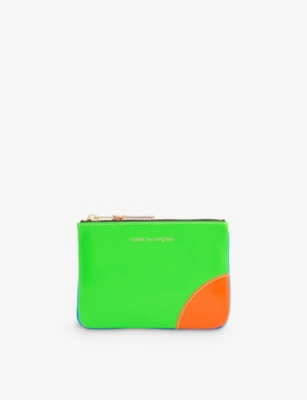 Comme Des Garçons Comme Des Garcons Mens Blue Green Supor Fluo Logo-print Leather Wallet