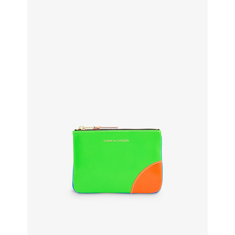 Comme Des Garçons Comme Des Garcons Mens Blue Green Supor Fluo Logo-print Leather Wallet