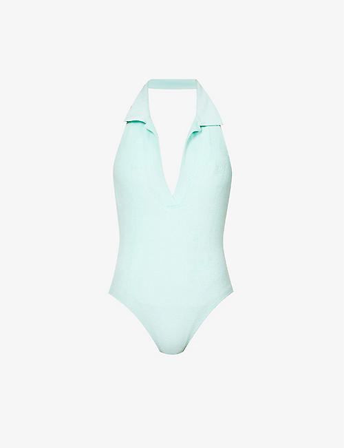 LISA MARIE FERNANDEZ: Polo V-neck cotton-blend swimsuit
