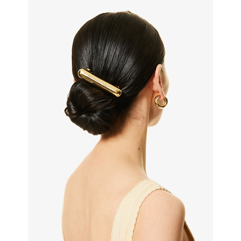 Shop Lelet Ny Womens Gold Glossy Cigar Stainless Steel Hairclip