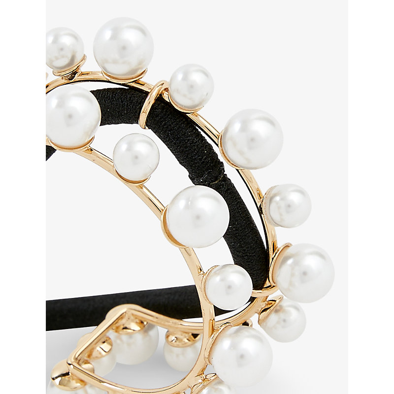Shop Lelet Ny Womens Gold Pearl-embellished Gold-tone Stainless-steel Hair Tie