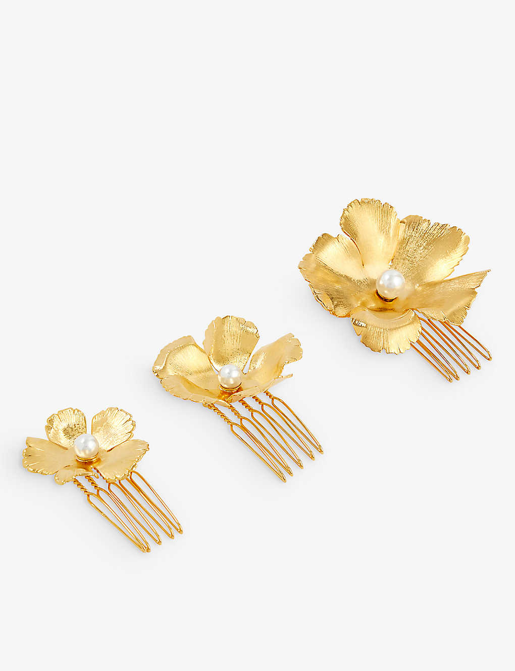 Lelet Ny Womens Gold Eden Floral 14ct Yellow Gold-plated Stainless Steel Comb Set