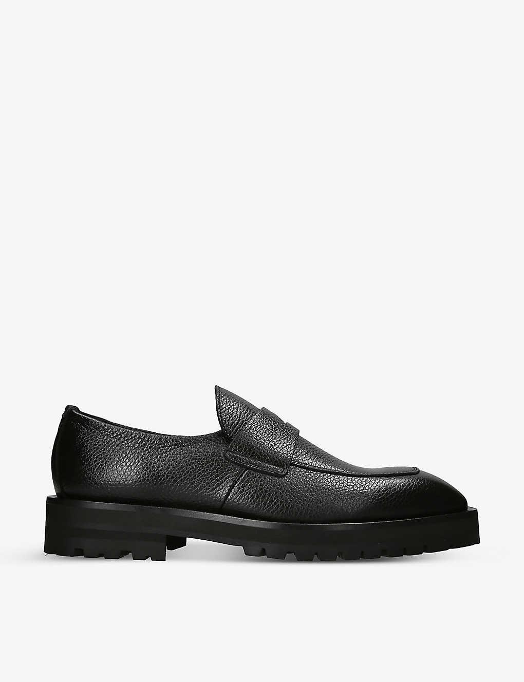 Kurt Geiger London Mens Black Hawke Chunky-sole Leather Loafers