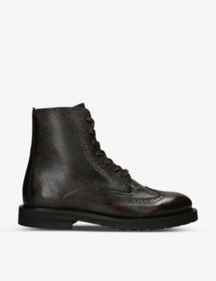 KURT GEIGER LONDON - Bates lace-up leather brogue ankle boots ...