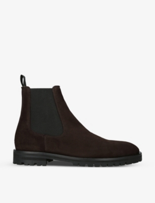 KURT GEIGER LONDON: Hunt round-toe suede Chelsea boots