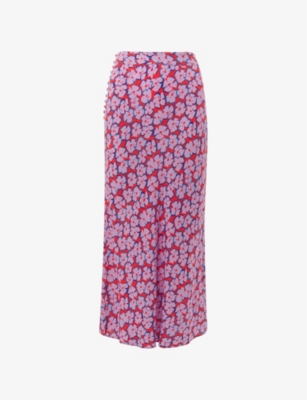 Whistles Farfalle Print Bias Cut Skirt In Multi-coloured