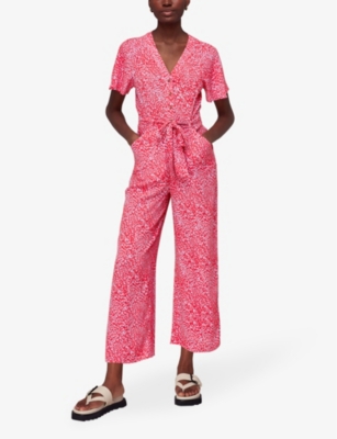 Shop Whistles Women's Multi-coloured Leopard-print Woven Jumpsuit