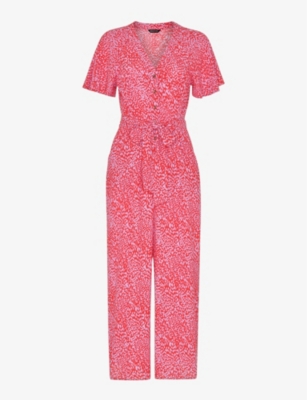 Whistles Womens Multi-coloured Leopard-print Woven Jumpsuit