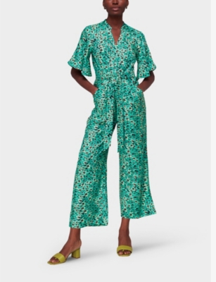 Shop Whistles Women's Multi-coloured Floral-print Flutter-sleeve Woven Jumpsuit