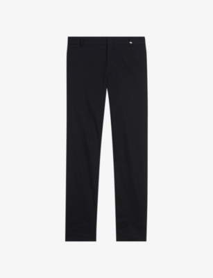 Ted Baker Mens Black Kimmel Straight-leg Mid-rise Stretch Linen-blend Trousers