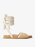 JIMMY CHOO: Gal logo-embroidered raffia sandals