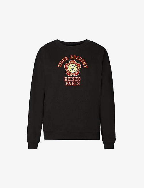 KENZO: Tiger Academy logo-embroidered stretch-cotton sweatshirt