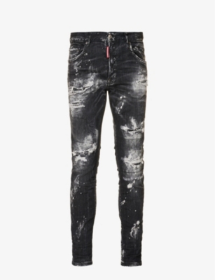 SAINT LAURENT - Faded-wash contrast-stitched relaxed-fit jeans |  Selfridges.com