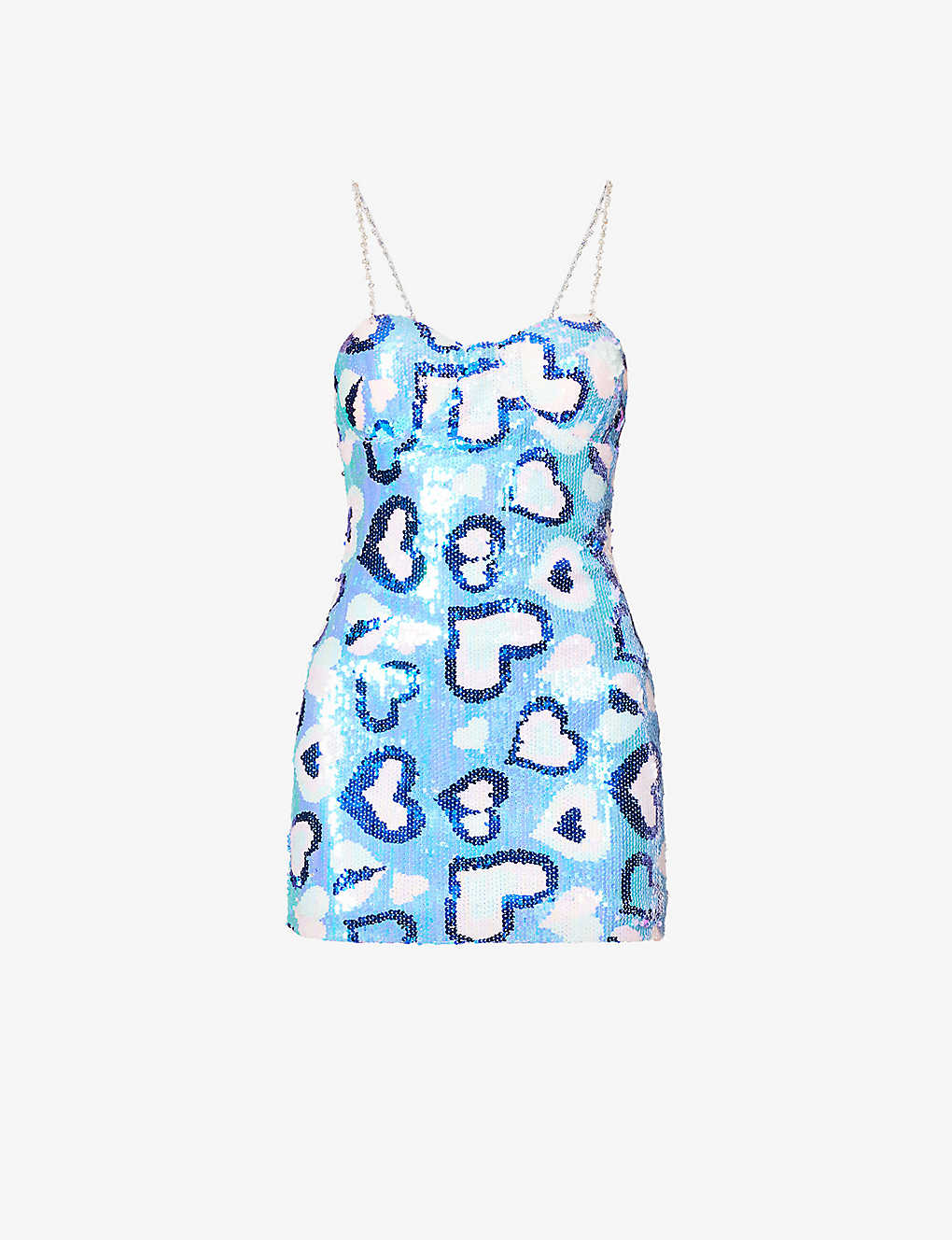 Amy Lynn Womens Multi Heart-pattern Sequin-embellished Mini Dress