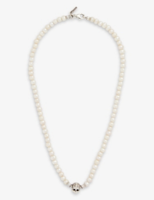 EMANUELE BICOCCHI: Skull sterling-silver and freshwater pearl necklace
