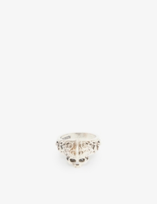 Emanuele Bicocchi Ring Mit Arabesque-totenkopf In Silver