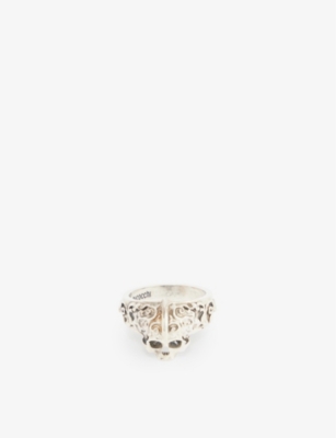 EMANUELE BICOCCHI EMANUELE BICOCCHI MEN'S SILVER SKULL-ENGRAVED 925 STERLING-SILVER RING,66595411