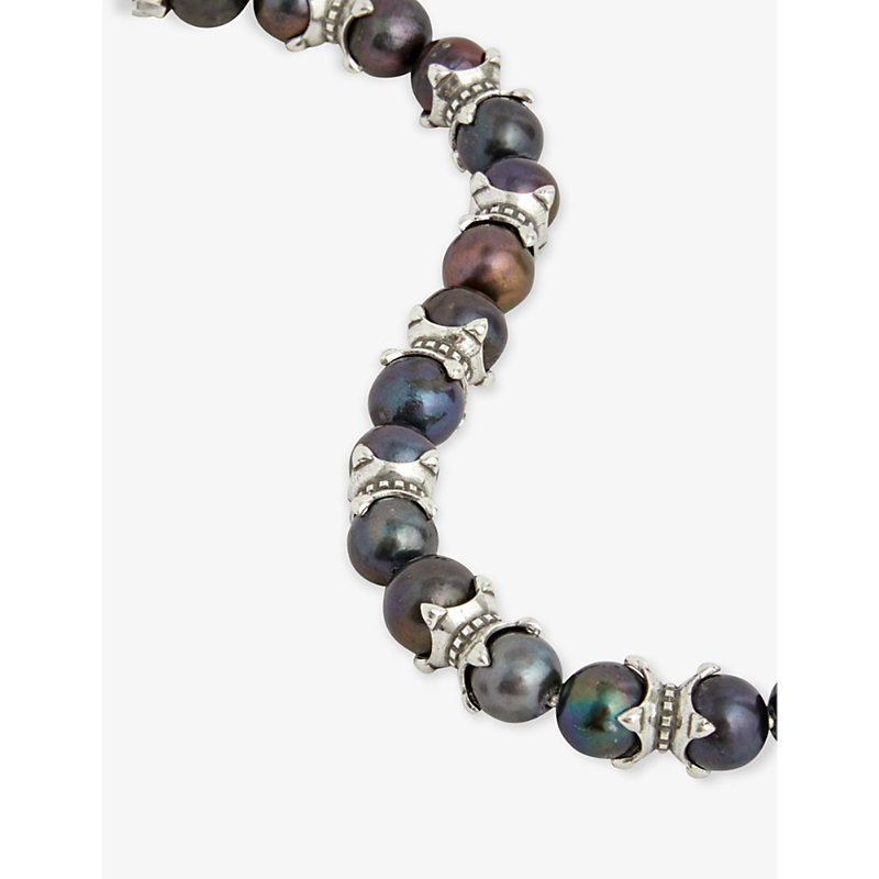 Shop Emanuele Bicocchi Mens Black Claws Sterling-silver And Fresh-water Pearl Bracelet