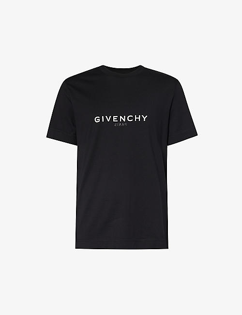 GIVENCHY: Graphic-print ribbed-trim cotton-jersey T-shirt