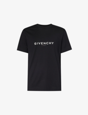 Givenchy Mens Black Graphic-print Ribbed-trim Cotton-jersey T-shirt