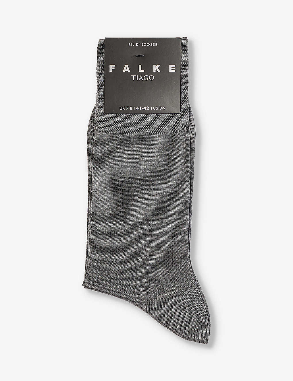 Falke Mens Steel Mel. Tiago Ribbed Stretch-organic Cotton-blend Crew Socks In Grey