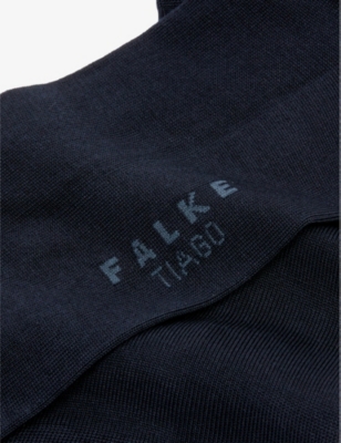 Shop Falke Men's Dark Vy Tiago Logo-print Cotton-blend Socks In Dark Navy