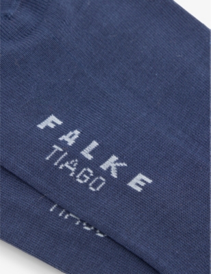 Shop Falke Tiago Ribbed-cuff Stretch-organic-cotton Blend Ankle Socks In Blue