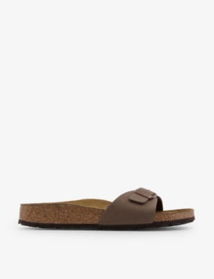 Birkenstock Brown Suede Buckled Flat Sandals In Mocha Nubuck