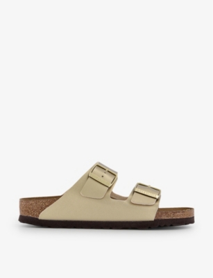 BIRKENSTOCK - two-strap metallic faux-leather sandals | Selfridges.com