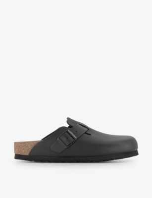 Birkenstock Boston Fur Womens Suede Shearling Clogs In Black Leather