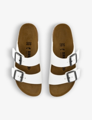 Shop Birkenstock Women's White Birko Arizona Two-strap Patent Faux-leather Sandals