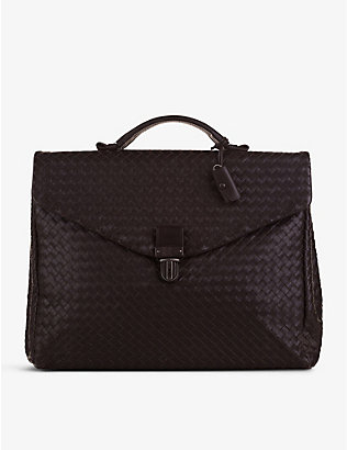RESELFRIDGES: Pre-loved Bottega Veneta Intrecciato leather top-handle bag