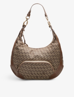RESELFRIDGES: Pre-loved Fendi Zucchino Chef Hobo canvas shoulder bag