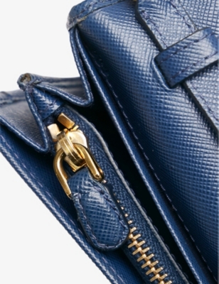 Prada Saffiano Leather Blue Clutch Bag