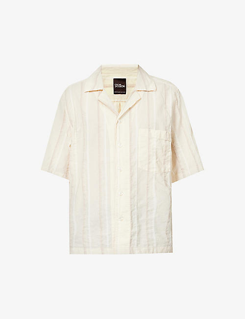 OSCAR JACOBSON: Striped boxy-fit cotton-blend shirt