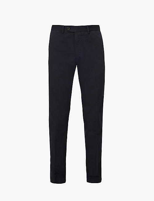 OSCAR JACOBSON: Danwick jetted-pocket tapered-leg regular-fit stretch-cotton trousers