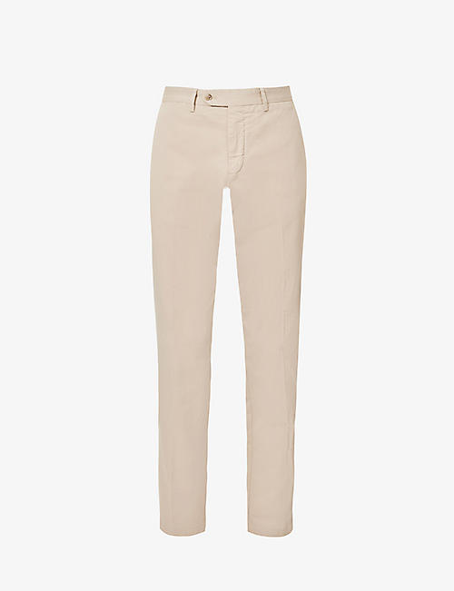 OSCAR JACOBSON: Danwick jetted-pocket tapered-leg regular-fit stretch-cotton trousers