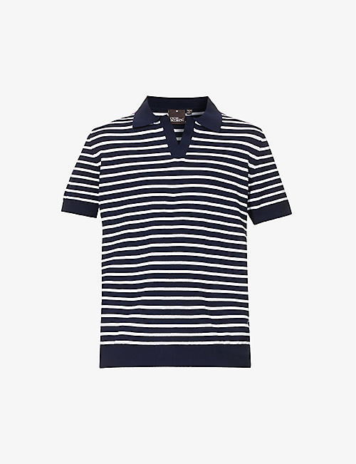 OSCAR JACOBSON: Davon striped regular-fit cotton-knit polo shirt