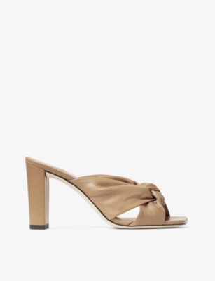 Jimmy Choo Avenue 85 Leather Mules In Biscuit