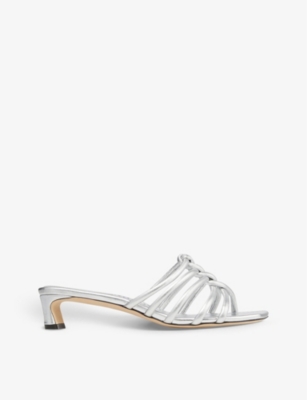 Jimmy Choo Carmel Caged Kitten-heel Mule Sandals In Silver