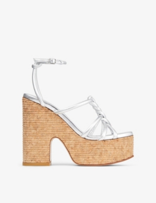 Jimmy Choo Clare Metallic Nappa Leather Platform Sandals In Silver