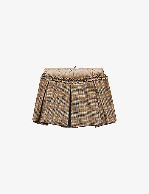 JADED LONDON: Pleated checked low-rise stretch-woven mini skirt