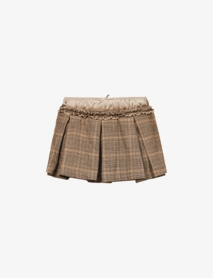 JADED LONDON - Pleated checked low-rise stretch-woven mini skirt