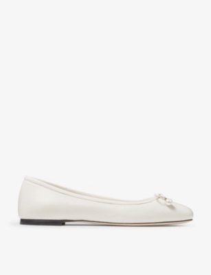 JIMMY CHOO: Elme bow-embellished leather ballet flats