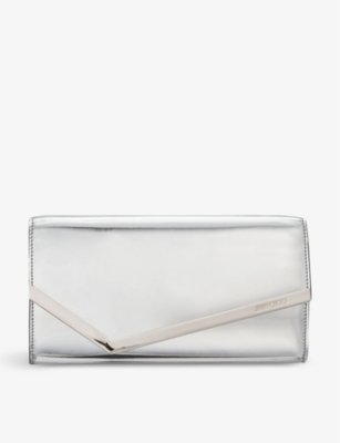 Womens Jimmy Choo Emmie Mirrored-Fabric Clutch