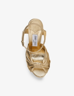 Jimmy Choo Heloise Metallic Ankle-strap Platform Sandals In Gold