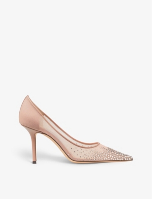 JIMMY CHOO: Love 85 crystal-embellished mesh heeled courts