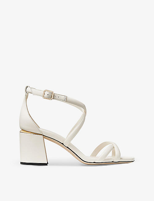JIMMY CHOO: Rheea 65 square-toe leather heeled sandals