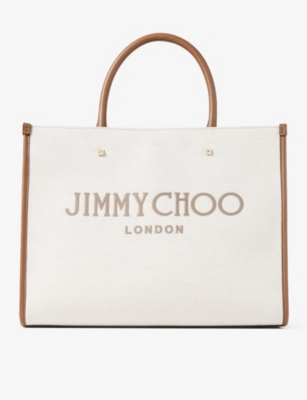 Jimmy Choo Avenue Medium Recycled-cotton Canvas Tote Bag In Nat/taup/tan/lihtg