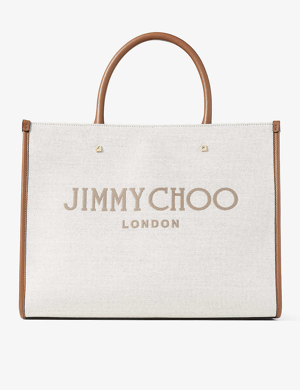 Jimmy Choo Avenue Medium Recycled-cotton Canvas Tote Bag In Nat/taup/tan/lihtg